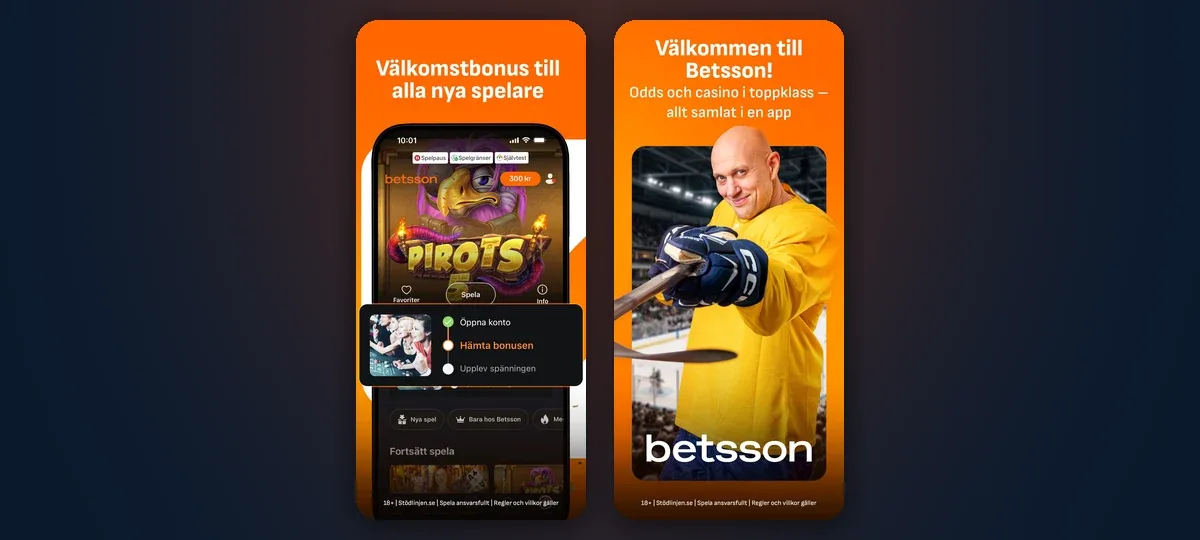 Betsson app welcome bonus screen for new players